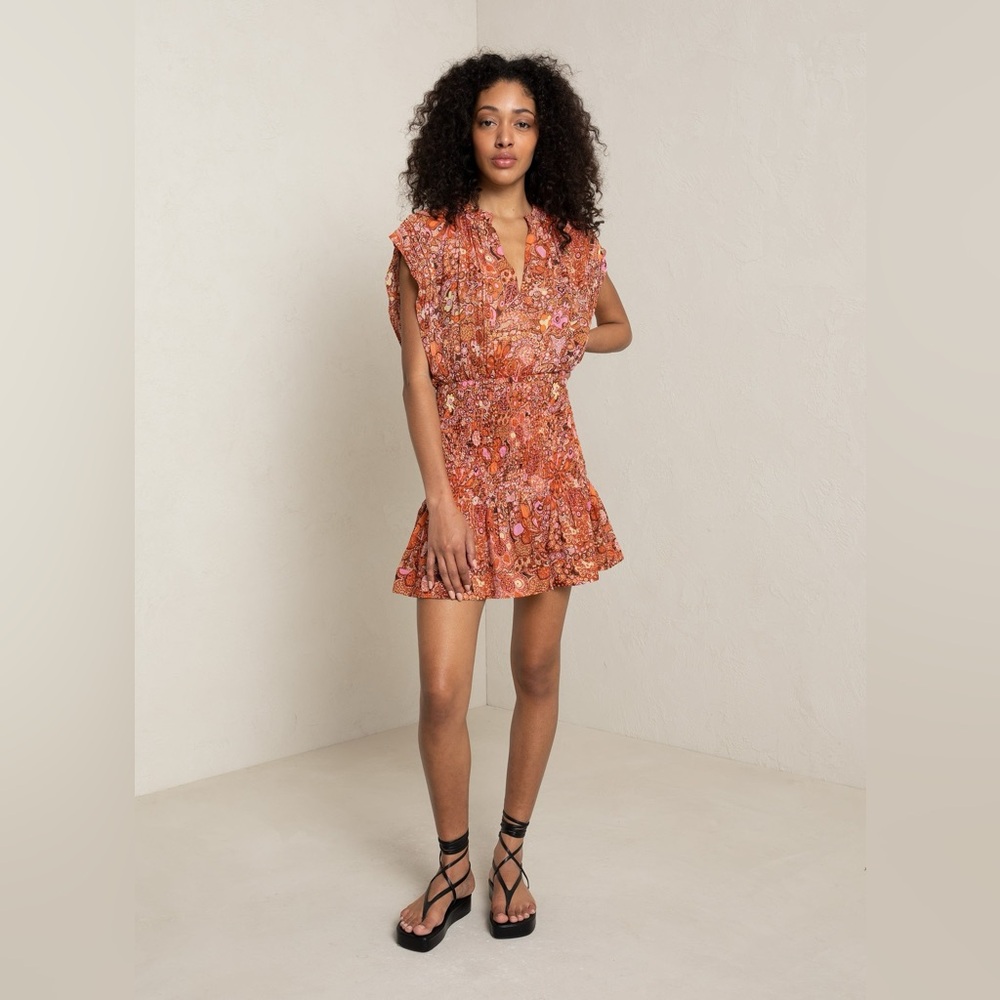 NWOT A.L.C. Carly Smocked Silk Mini Dress